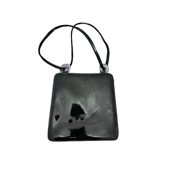 Vintage Charles Jourdan Black Patent  Leather Shoulder Cross-Body Shoulder Bag - Picture 10 of 16